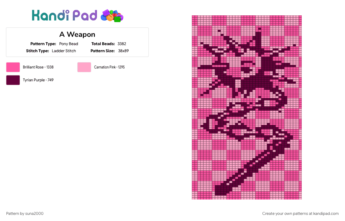 A Weapon - Pony Bead Pattern by suna2000 on Kandi Pad - pink, weapon
