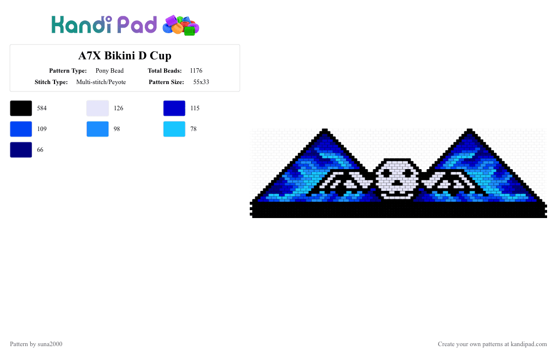 A7X Deathbat Bikini D Cup - Pony Bead Pattern by suna2000 on Kandi Pad - black,purple,light blue,bikini,a7x,avenged sevenfold