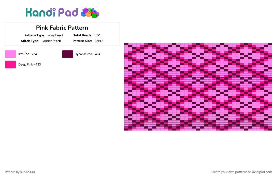 Pink Fabric Pattern - Pony Bead Pattern by suna2000 on Kandi Pad - cotdfabric, pink