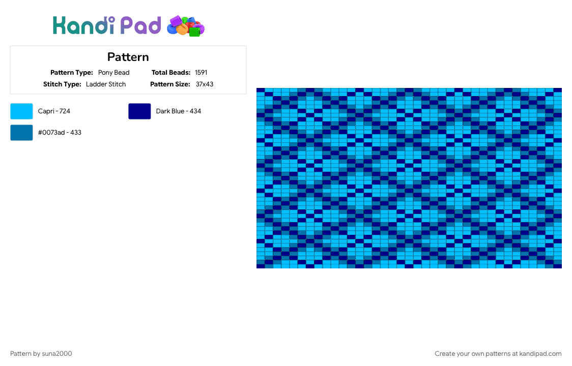 Pattern - Pony Bead Pattern by suna2000 on Kandi Pad - light blue