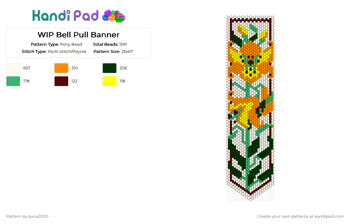 Flower Banner - Pony Bead Pattern by suna2000 on Kandi Pad - 