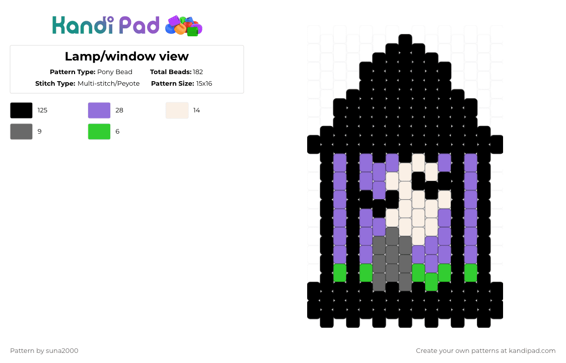 Lamp/window view - Pony Bead Pattern by suna2000 on Kandi Pad - black,purple