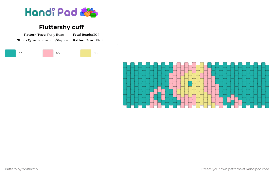 Fluttershy cuff - Pony Bead Pattern by wolfbxtch on Kandi Pad - 