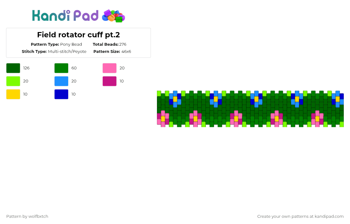 Fields Rotator 2/3 - Pony Bead Pattern by wolfbxtch on Kandi Pad - pink,blue,yellow,green,flower