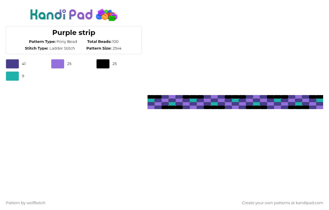 Purple strip - Pony Bead Pattern by wolfbxtch on Kandi Pad - purple,black,teal