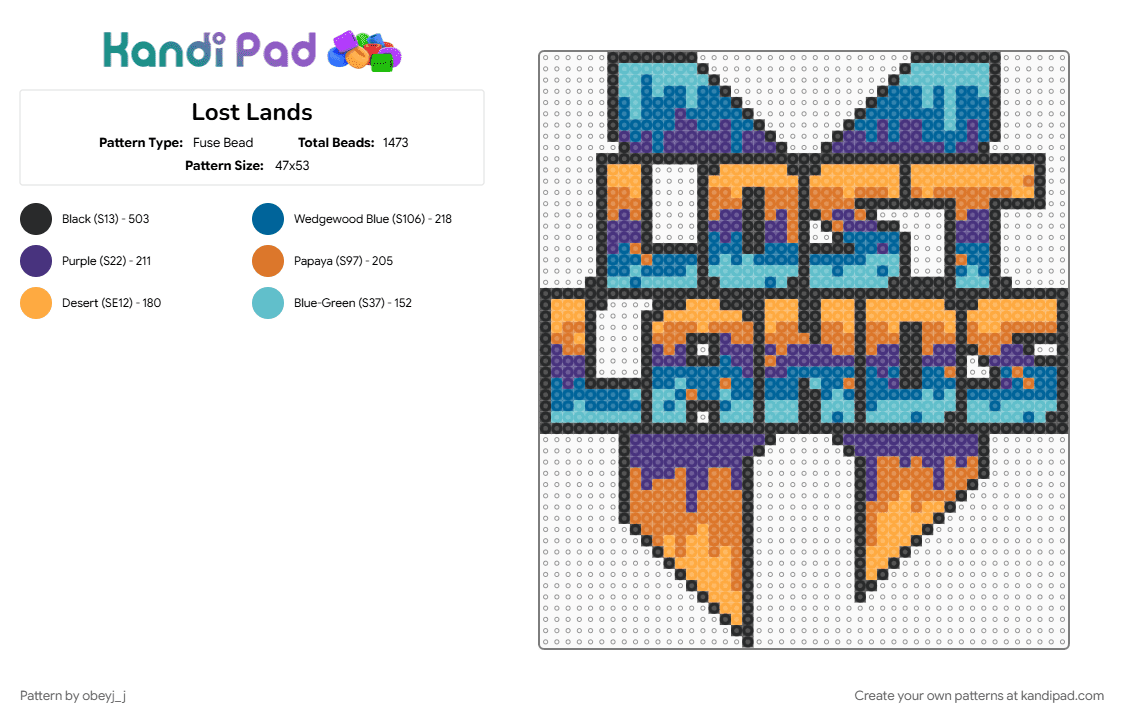 Lost Lands - Fuse Bead Pattern by obeyj_j on Kandi Pad - edm, excision, lost lands, music, orange