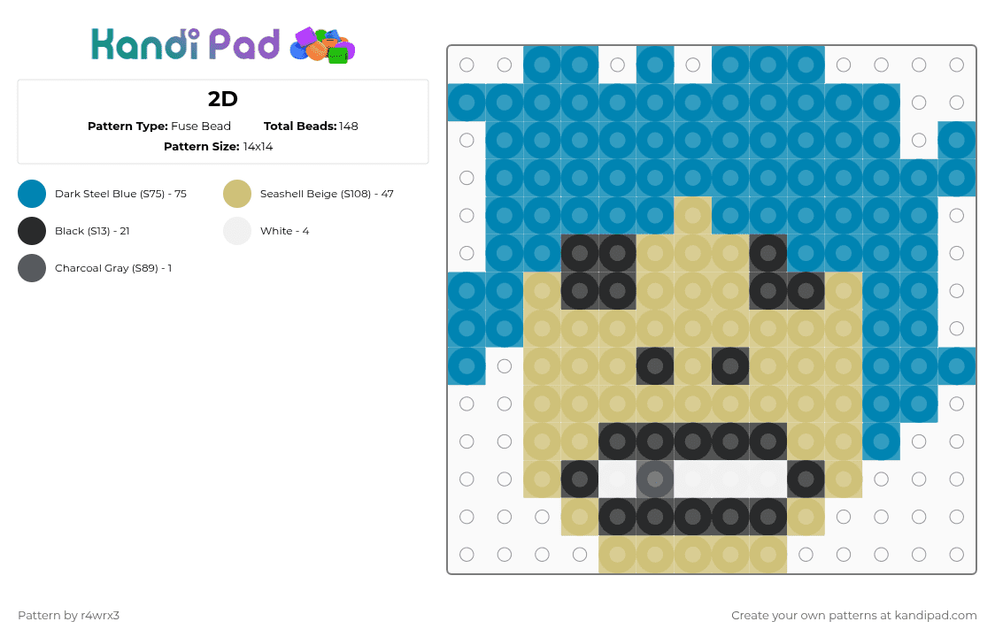 2D - Fuse Bead Pattern by r4wrx3 on Kandi Pad - light blue,beige