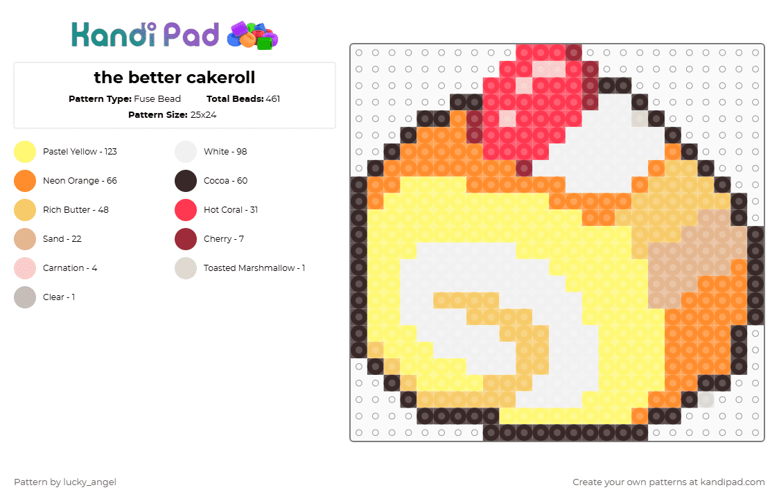 the better cakeroll - Fuse Bead Pattern by lucky_angel on Kandi Pad - yellow,sweet,cake,cakeroll