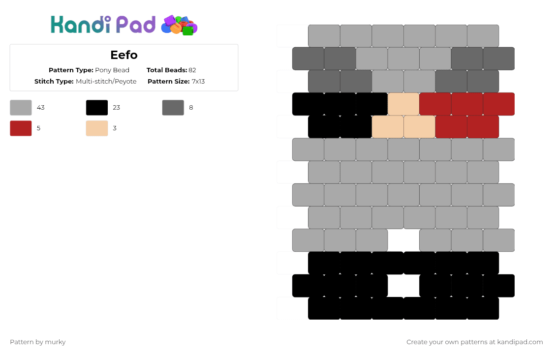 Eefo Pony Bead Pattern - Kandi Pad | Kandi Patterns, Fuse Bead Patterns ...
