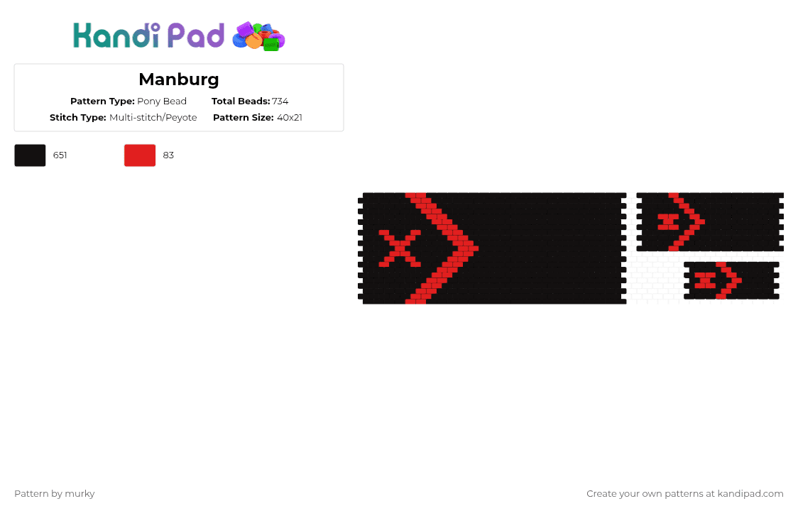 Manburg - Pony Bead Pattern by murky on Kandi Pad - black,manburg,dream smp,mcyt,flag,lmanburg,dsmp,keychain