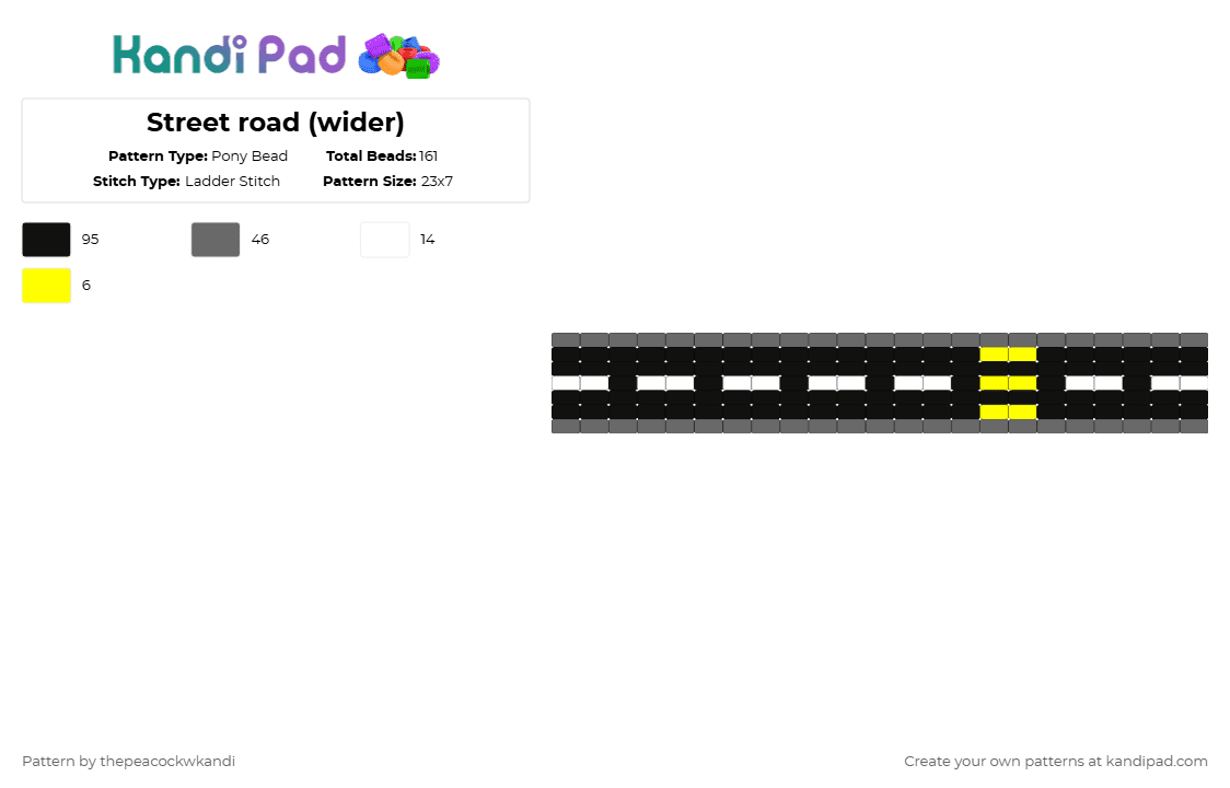 Street road (wider) - Pony Bead Pattern by thepeacockwkandi on Kandi Pad - black, gray, road, street