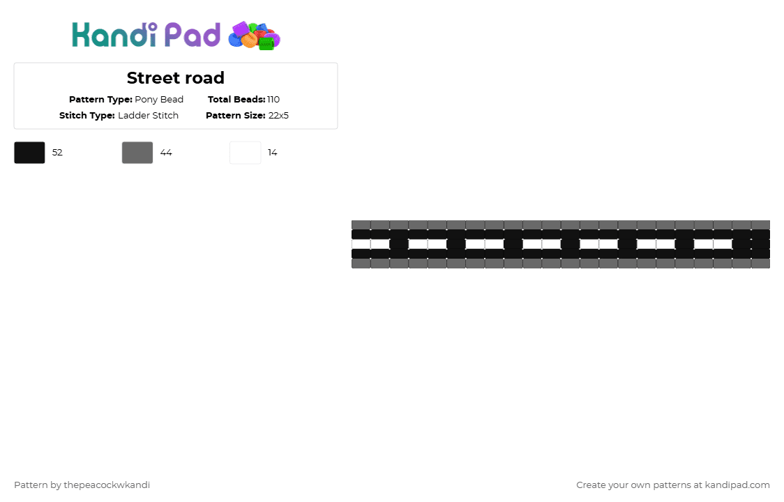 Street road - Pony Bead Pattern by thepeacockwkandi on Kandi Pad - gray, path, road, street