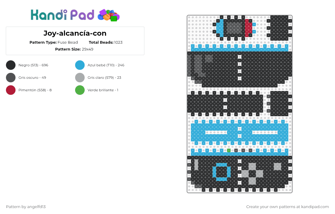 Joy-alcancía-con - Fuse Bead Pattern by angelfd13 on Kandi Pad - black,light blue