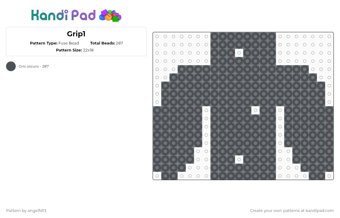 Grip1 - Fuse Bead Pattern by angelfd13 on Kandi Pad - gray