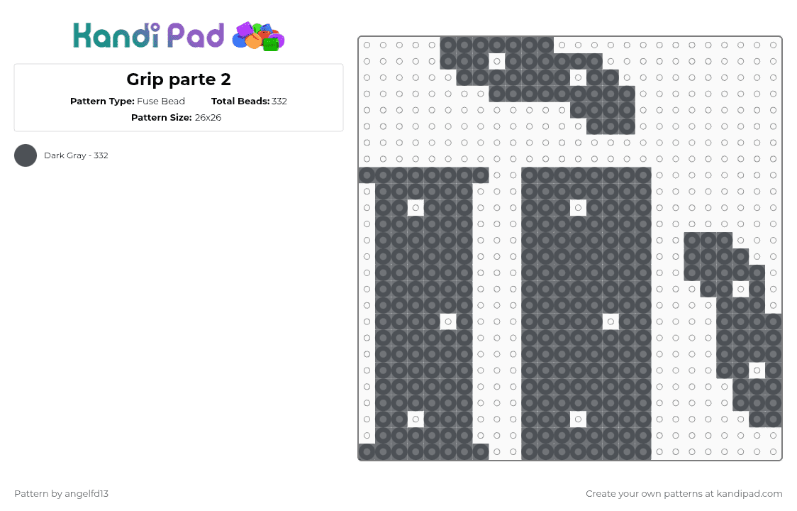 Grip parte 2 - Fuse Bead Pattern by angelfd13 on Kandi Pad - gray