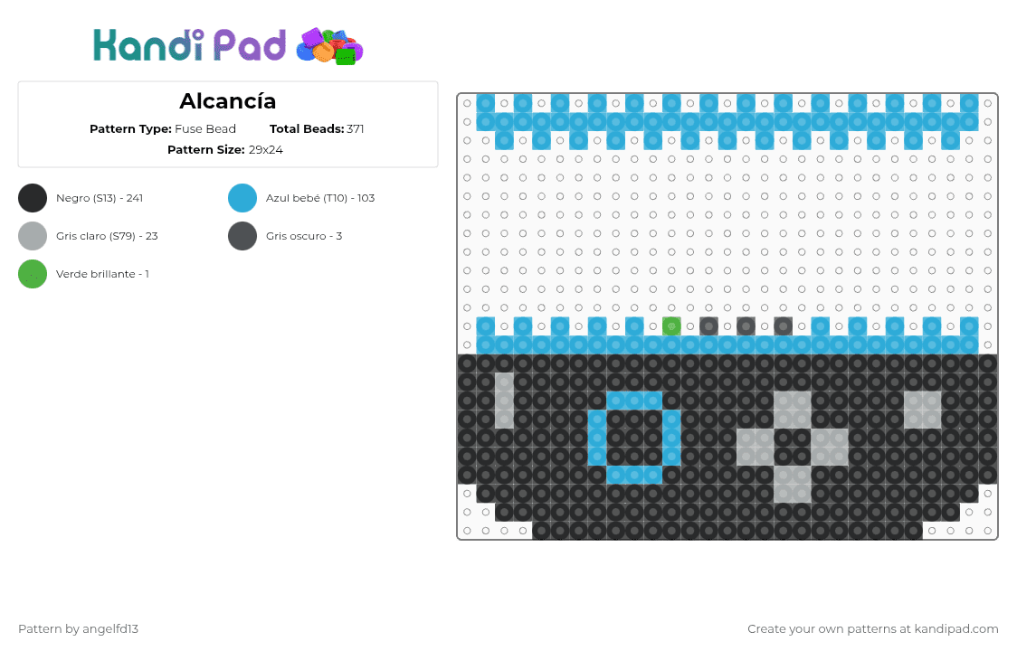 Alcancía - Fuse Bead Pattern by angelfd13 on Kandi Pad - black,light blue