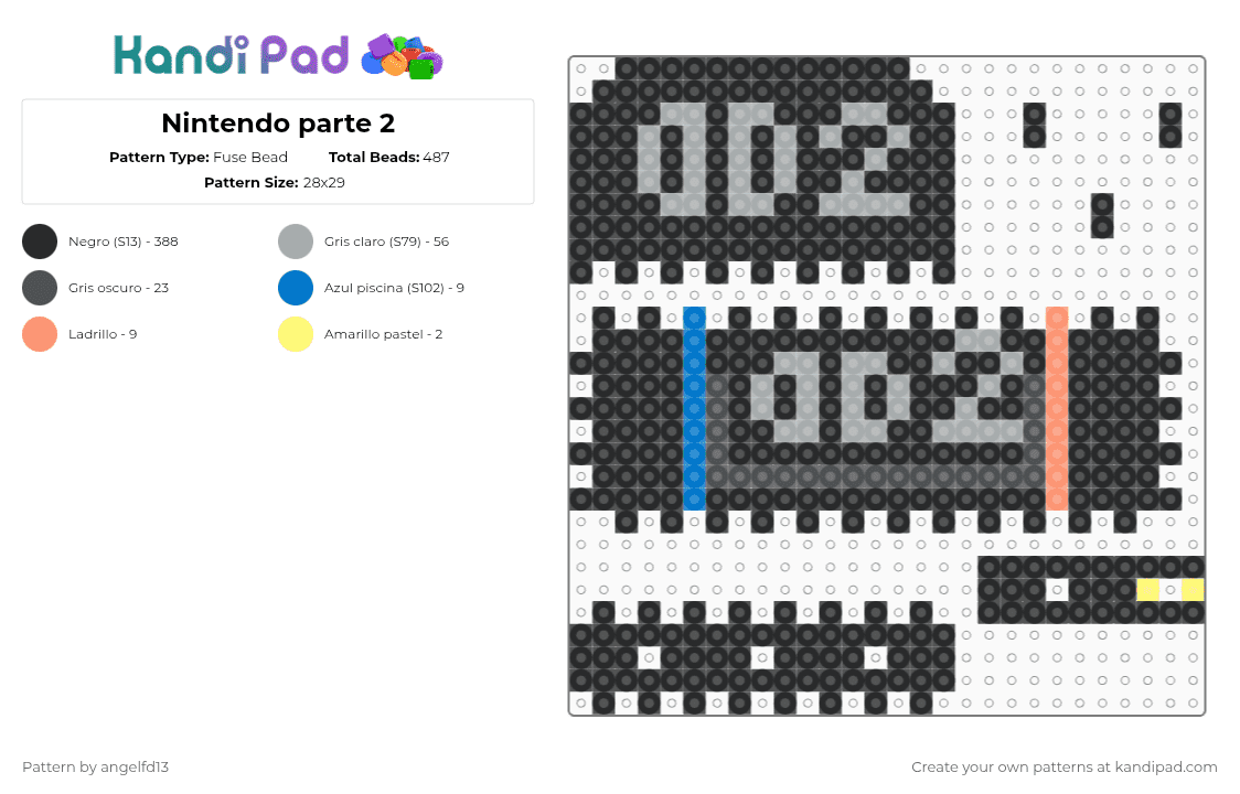 Nintendo parte 2 - Fuse Bead Pattern by angelfd13 on Kandi Pad - black,gray