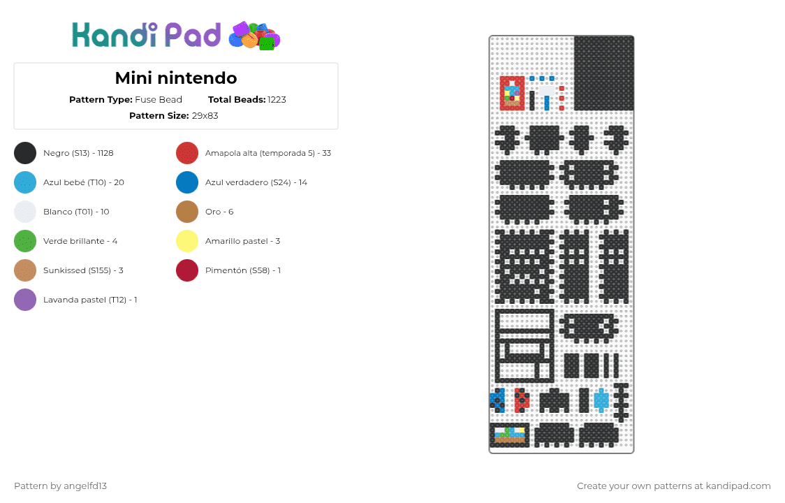 Mini nintendo - Fuse Bead Pattern by angelfd13 on Kandi Pad - black,light blue,blue,red