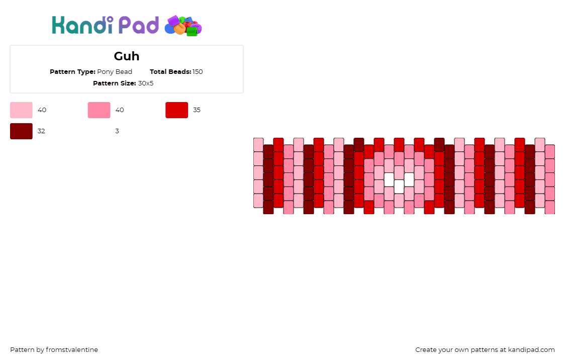 Guh - Pony Bead Pattern by fromstvalentine on Kandi Pad - heart,love,stripes,cuff,elegant,simple,symbolize,affection,classic,expressive,re