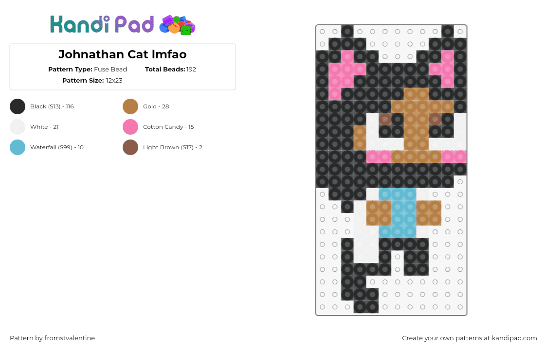 Johnathan Cat lmfao - Fuse Bead Pattern by fromstvalentine on Kandi Pad - character,cat,black,brown