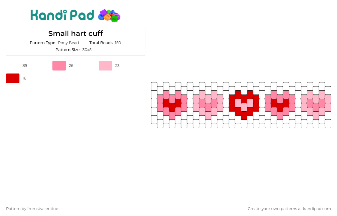Small hart cuff Pony Bead Pattern - Kandi Pad | Kandi Patterns, Fuse Bead  Patterns, Pony Bead Patterns, Pixel Art
