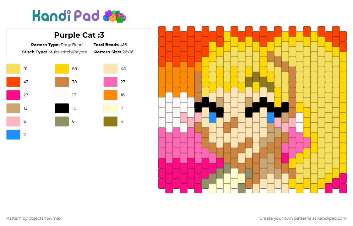 Lesbian She-ra - Pony Bead Pattern by biggestpoppyiifan on Kandi Pad - yellow,orange,pink,beige,shera,sheraandtheprincessofpower,lesbian,pride,satpop