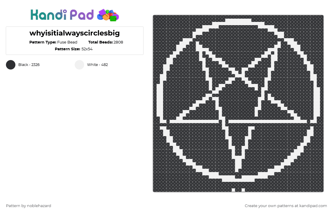 whyisitialwayscirclesbig - Fuse Bead Pattern by noblehazard on Kandi Pad - black, pentagram