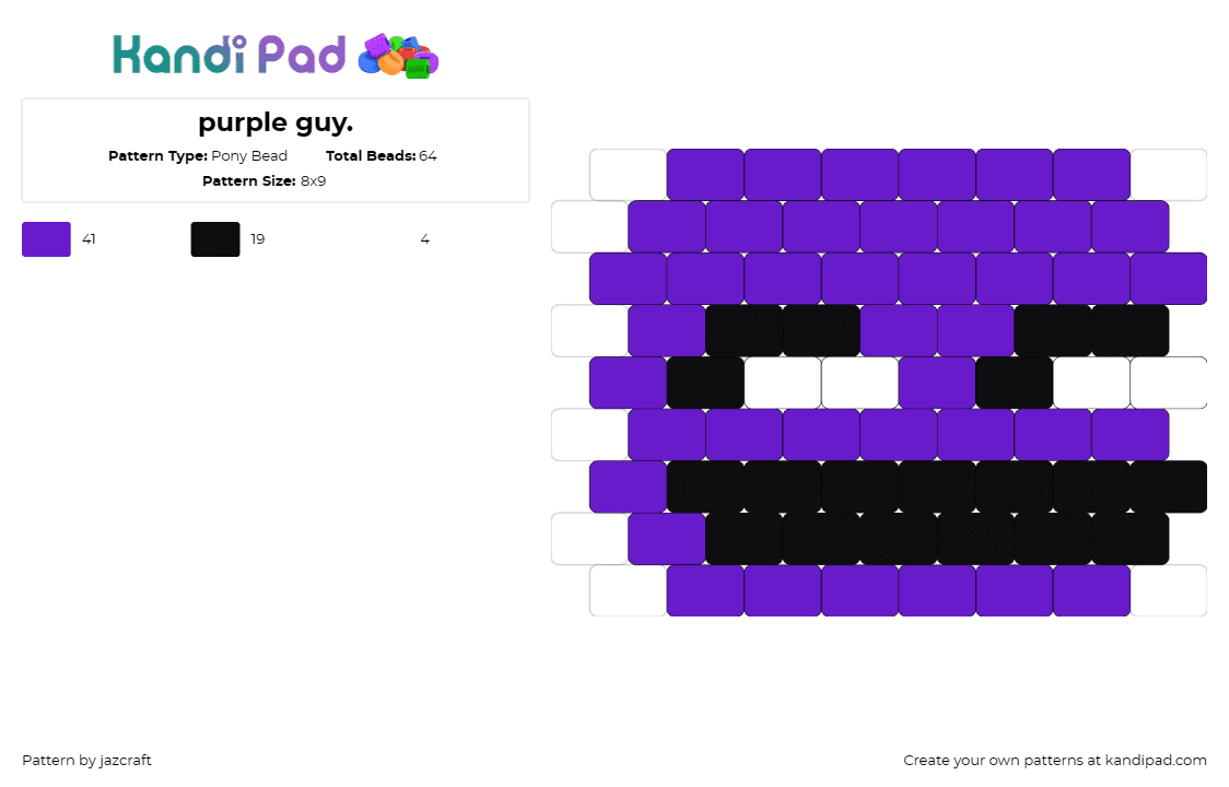 purple guy. - Pony Bead Pattern by jazcraft on Kandi Pad - purple guy,five nights at freddys,fnaf,mysterious,dark,intrigue,game,purple