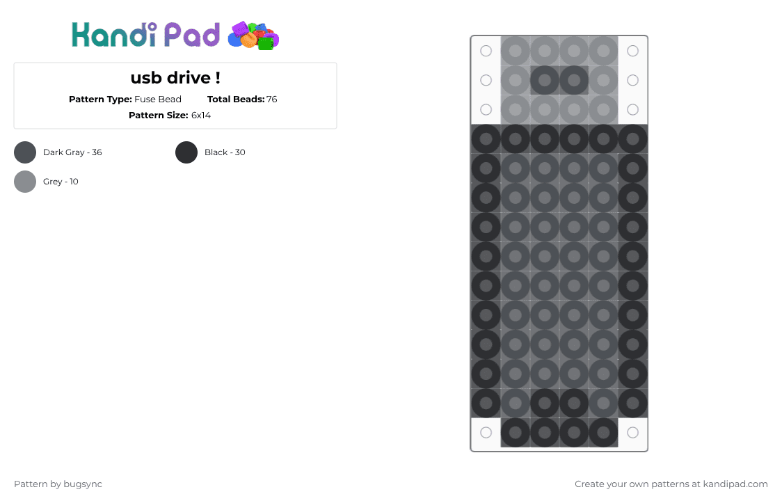 usb drive ! - Fuse Bead Pattern by bugsync on Kandi Pad - usb,gadget,technology,black,gray,storage,computer,usb drive,thumb drive,thumbdrive