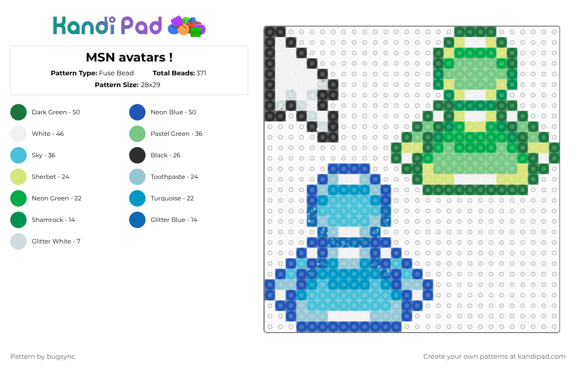 MSN avatars ! - Fuse Bead Pattern by bugsync on Kandi Pad - green,blue,light blue,frutiger aero,y2k,computers,computer,microsoft,webcore