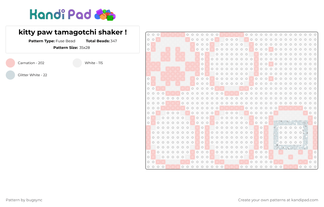 kitty paw tamagotchi shaker ! - Fuse Bead Pattern by bugsync on Kandi Pad - beige,white,kitty,cat,kitten,kawaii,tamagotchi,paw,paw print