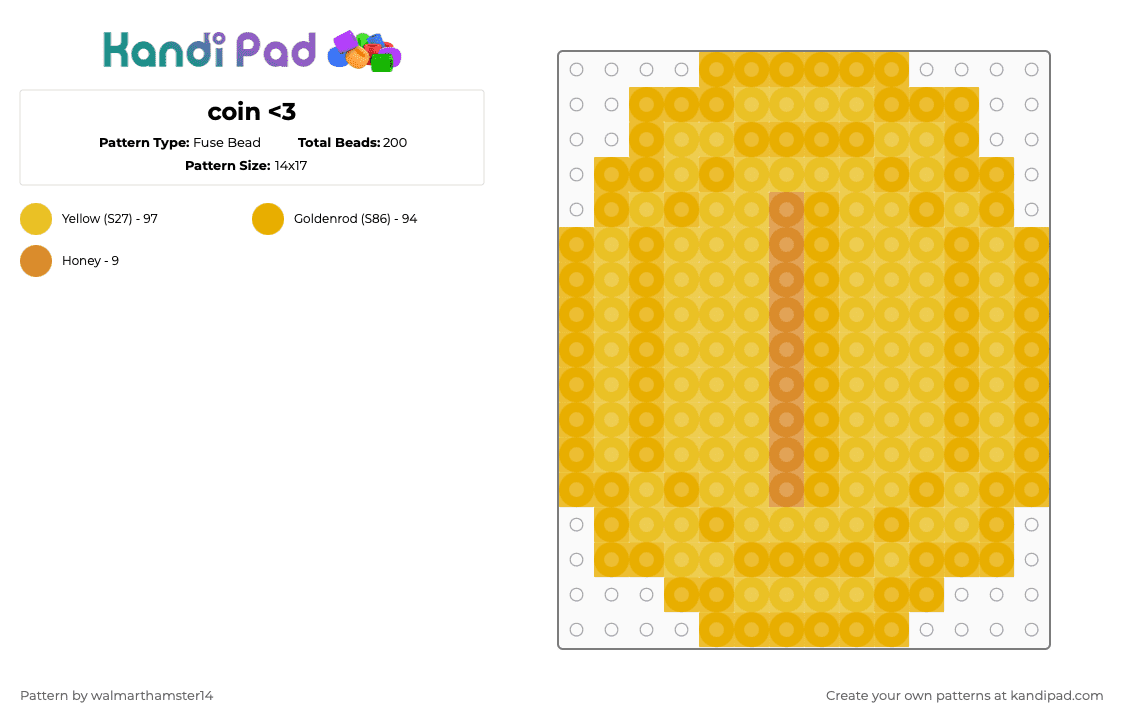 Coin Fuse Bead Pattern - Kandi Pad | Kandi Patterns, Fuse Bead Patterns ...