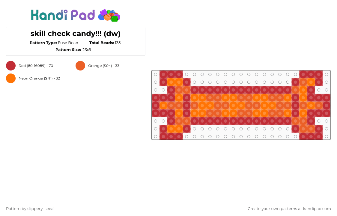 skill check candy!!! (dw) - Fuse Bead Pattern by slippery_seeal on Kandi Pad - orange,red