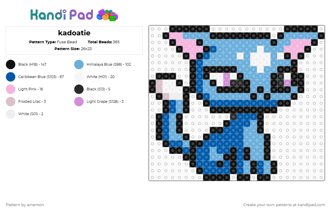 kadoatie - Fuse Bead Pattern by ainamon on Kandi Pad - light blue,blue