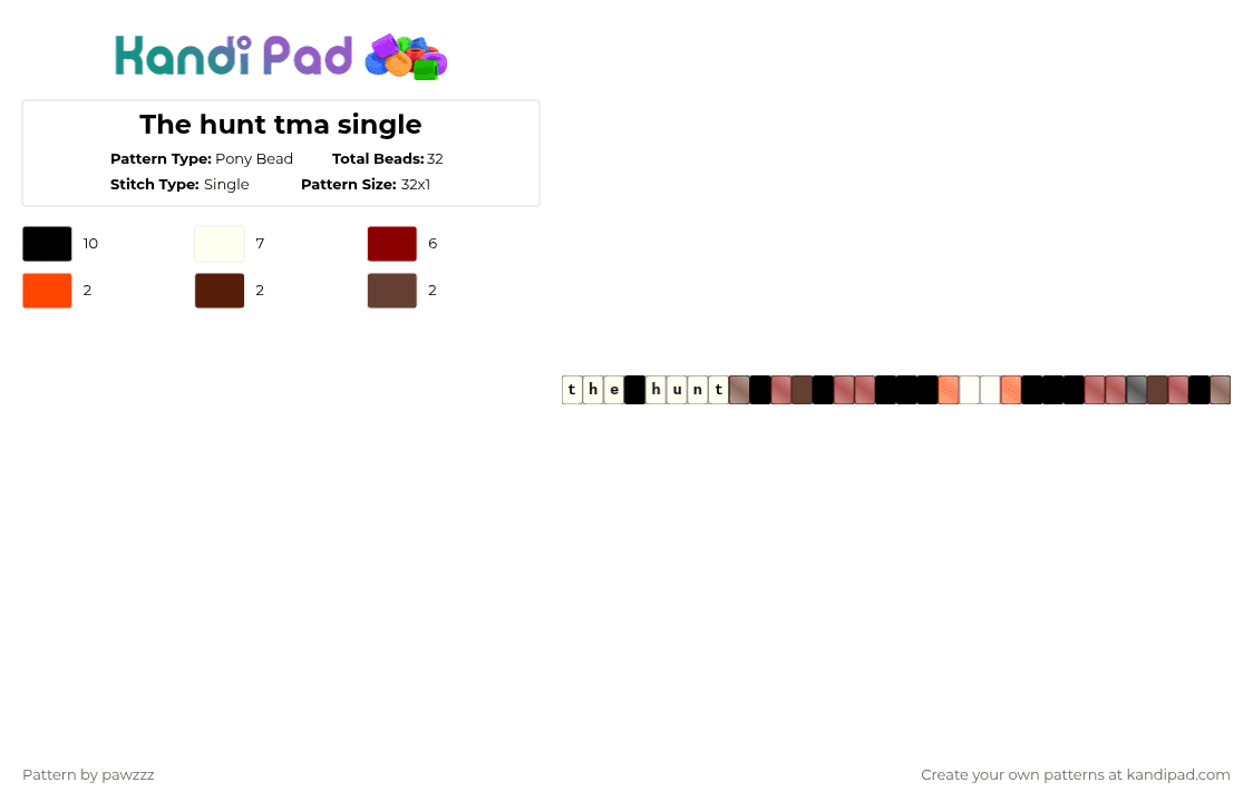 The hunt tma single - Pony Bead Pattern by pawzzz on Kandi Pad - red,brown,the hunt tma,the magnus archives,tma,tma fear entities,dread powers tma,single,tmagp,the magnus archives hunt