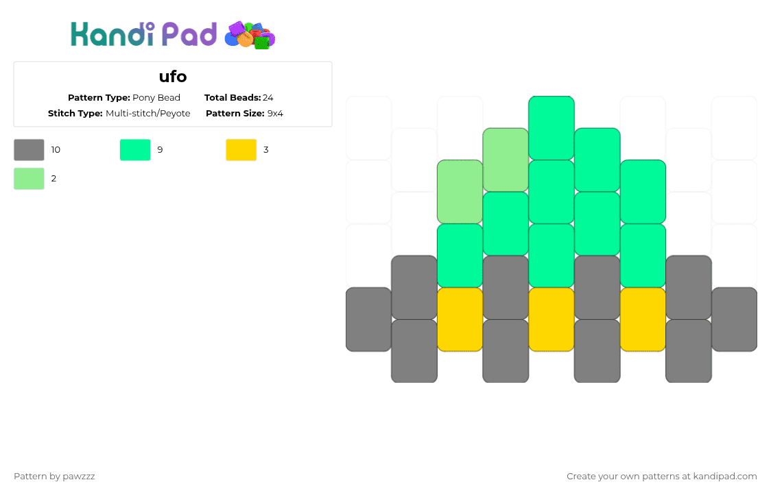 ufo - Pony Bead Pattern by pawzzz on Kandi Pad - gray,teal