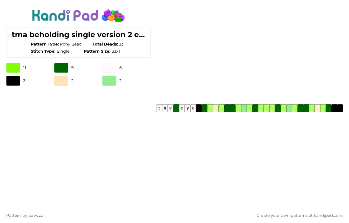 tma beholding single version 2 electric boogaloo - Pony Bead Pattern by pawzzz on Kandi Pad - green,tma,the magnus archives,jonathan sims,tmagp,the eye tma,the beholding,fear entities tma,the beholding tma