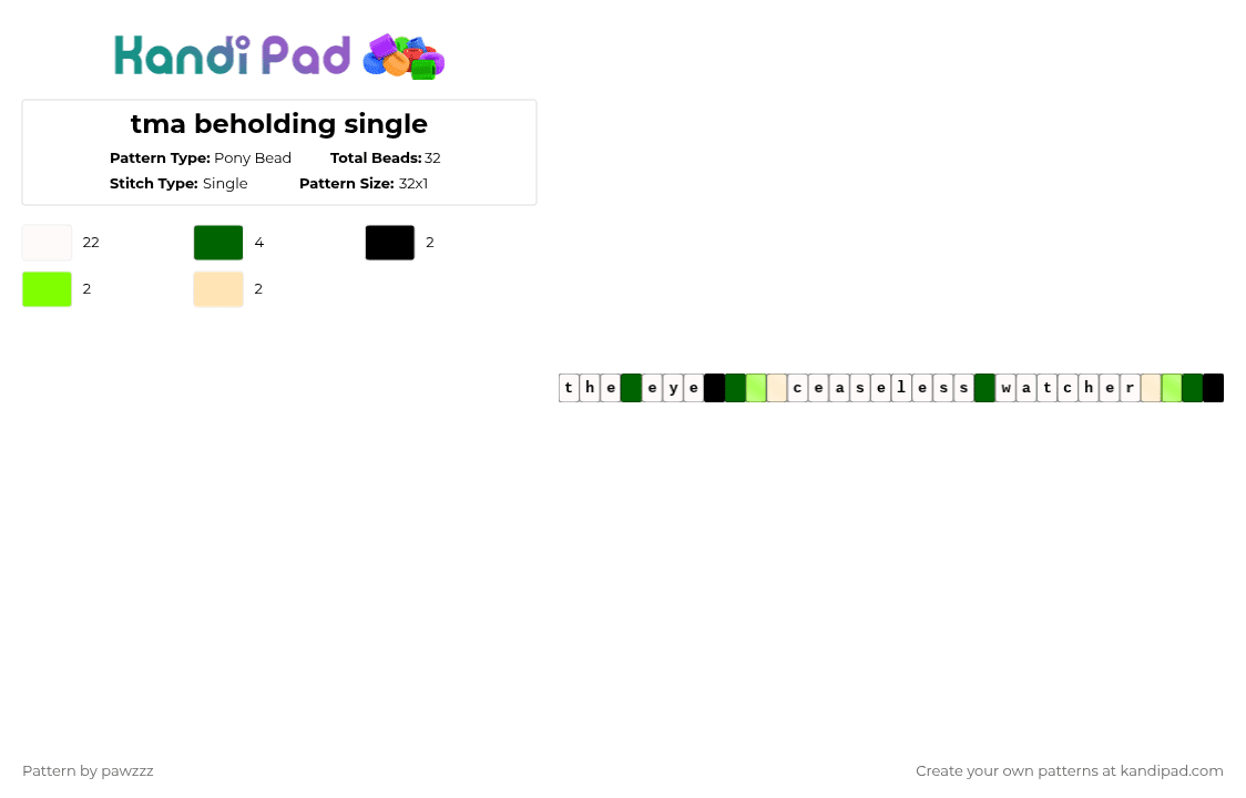 tma beholding single - Pony Bead Pattern by pawzzz on Kandi Pad - white,green,the beholding,tma,the magnus archives,the eye tma,jonathan sims,ceaseless watcher,statement begins,tmagp