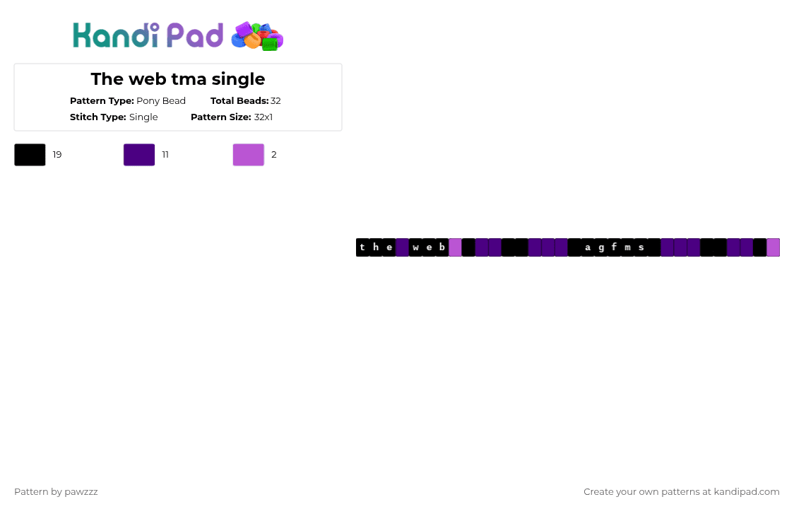 The web tma single - Pony Bead Pattern by pawzzz on Kandi Pad - purple,the web tma,tma,tmagp,the magnus archives,fear entities tma,single