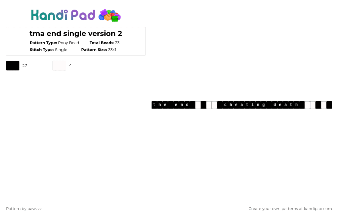 tma end single version 2 - Pony Bead Pattern by pawzzz on Kandi Pad - black,tma,tmagp,the magnus archives,the end tma,tma fear entities,single