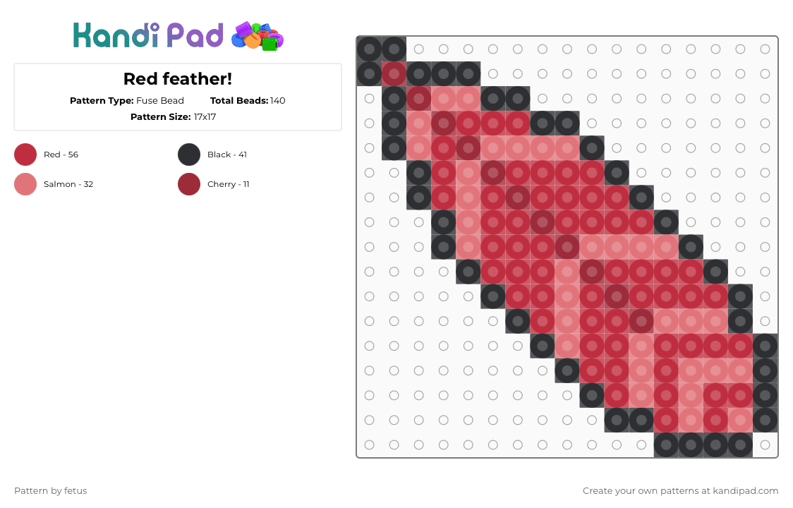 Red feather! - Fuse Bead Pattern by fetus on Kandi Pad - black,red