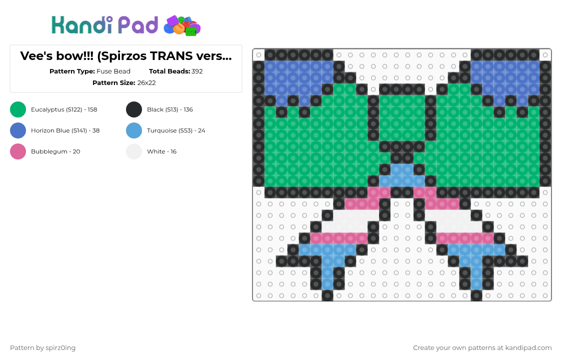 Vee\'s bow!!! (Spirzos TRANS version!!) - Fuse Bead Pattern by spirz0ing on Kandi Pad - green