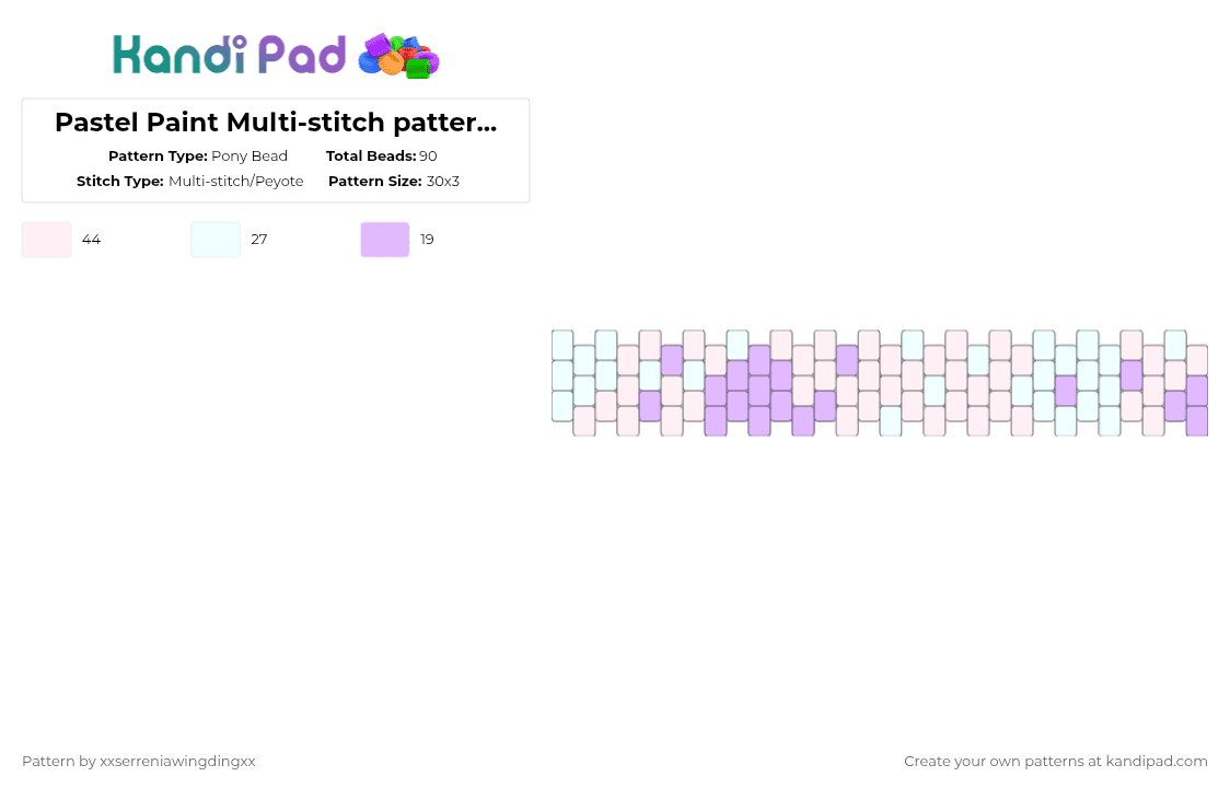 Pastel Paint Multi-stitch pattern ^^ - Pony Bead Pattern by xxserreniawingdingxx on Kandi Pad - white,oc,pastel,multistitch cuff,multistitch,kandi,pastel goth