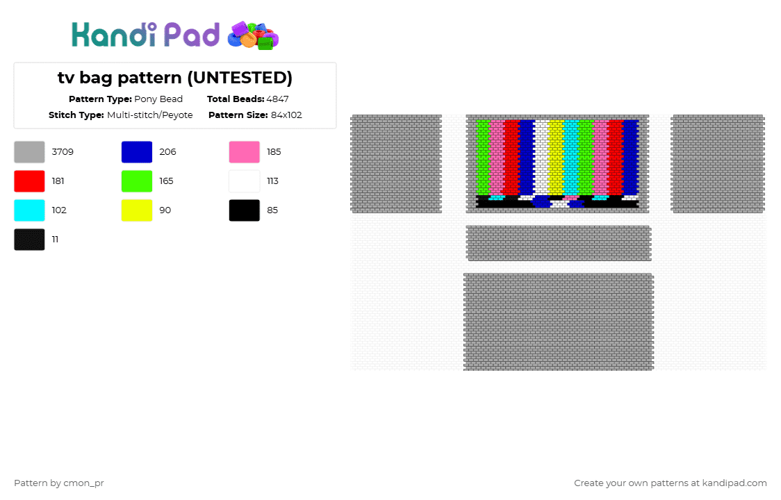 tv bag (UNTESTED) - Pony Bead Pattern by cmon_pr on Kandi Pad - beige