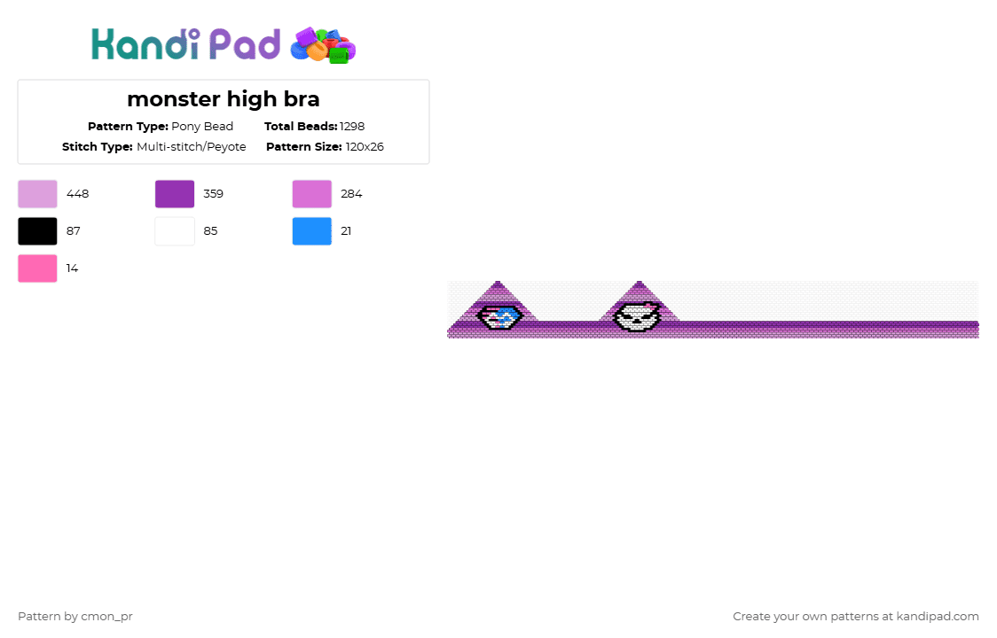 monster high bra - Pony Bead Pattern by cmon_pr on Kandi Pad - pink