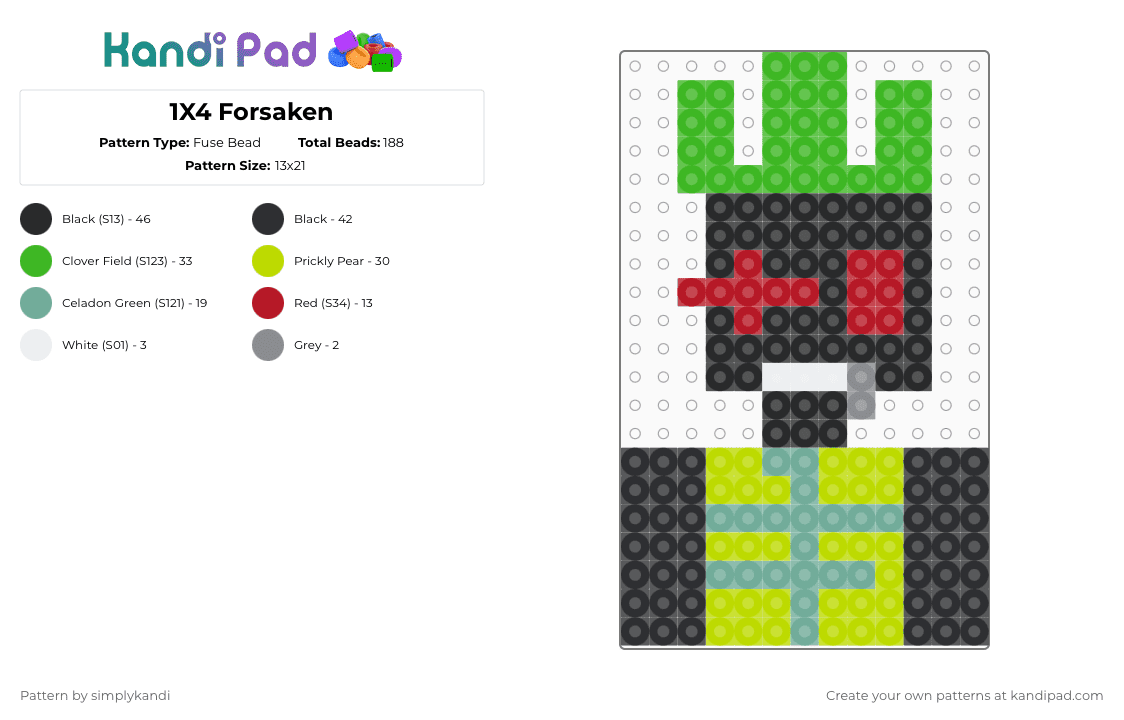 1X4 Forsaken Fuse Bead Pattern - Kandi Pad | Kandi Patterns, Fuse Bead ...