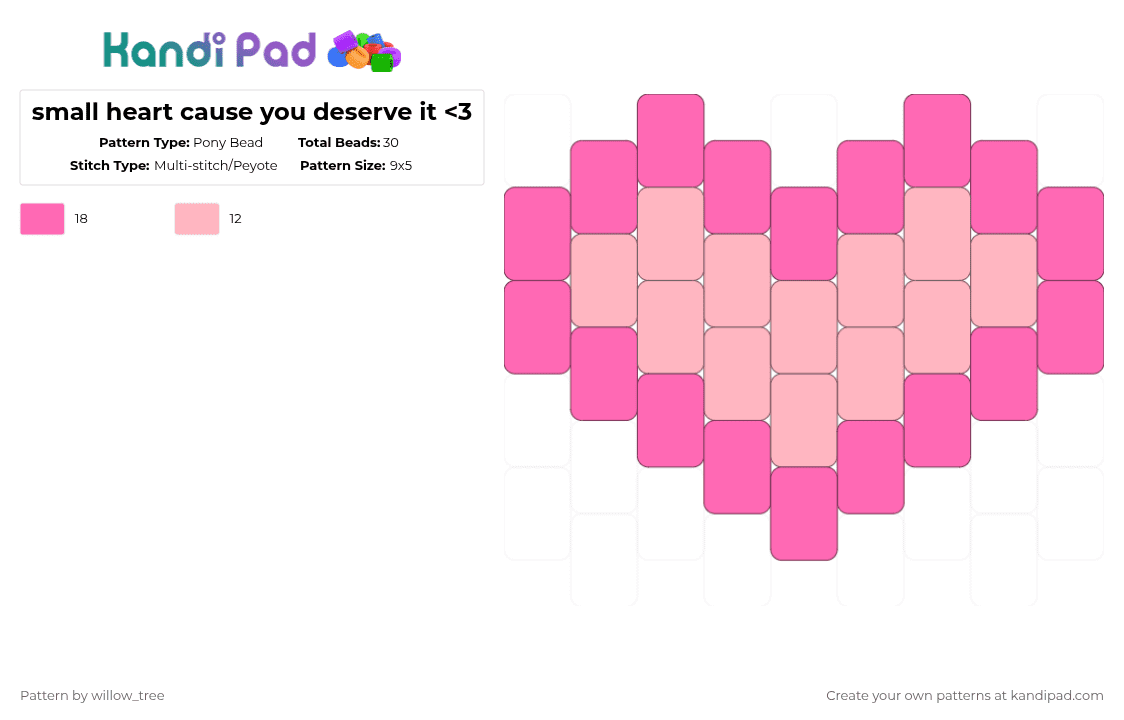 small heart cause you deserve it - Pony Bead Pattern by kikyo-o9i on Kandi Pad - pink