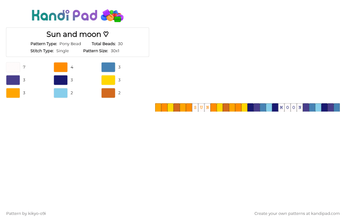 Sun and moon ♡ - Pony Bead Pattern by kikyo-o9i on Kandi Pad - purple,orange