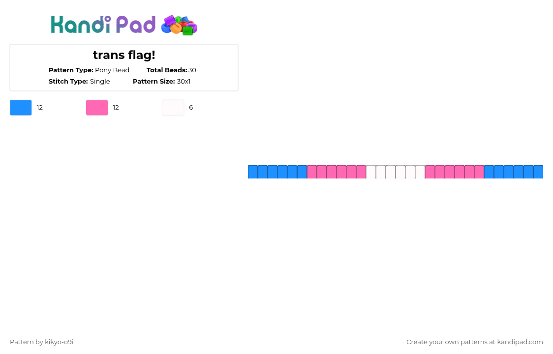 trans flag! - Pony Bead Pattern by kikyo-o9i on Kandi Pad - light blue,pink
