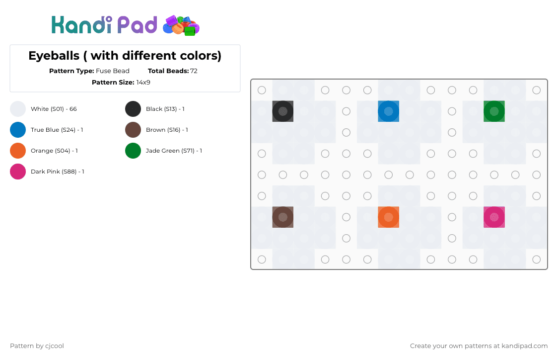 Eyeballs ( with different colors) - Fuse Bead Pattern by cjcool on Kandi Pad - brown, colorful, green, white